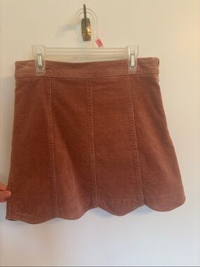 Altar'd State Rust Brown Corduroy Scalloped Hem Mini Skirt